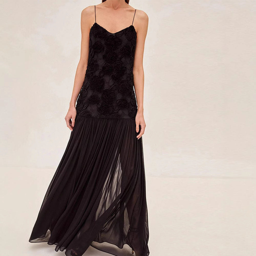 Sexy Sleeveless Flower Decorative Suspender Dress Dresses