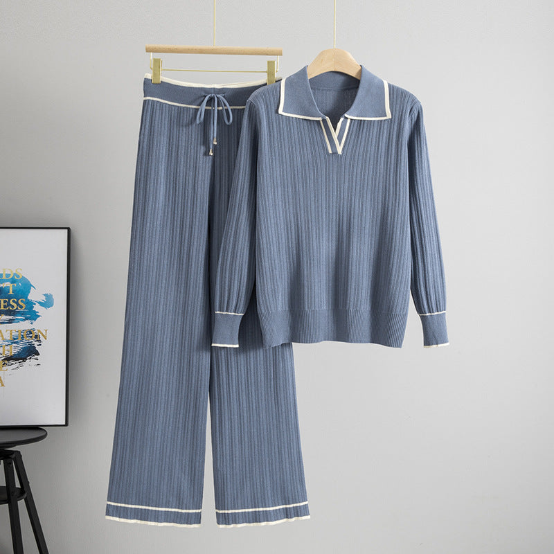 Long Sleeve Collar Shirt Wide Leg Fashion Casual Suit