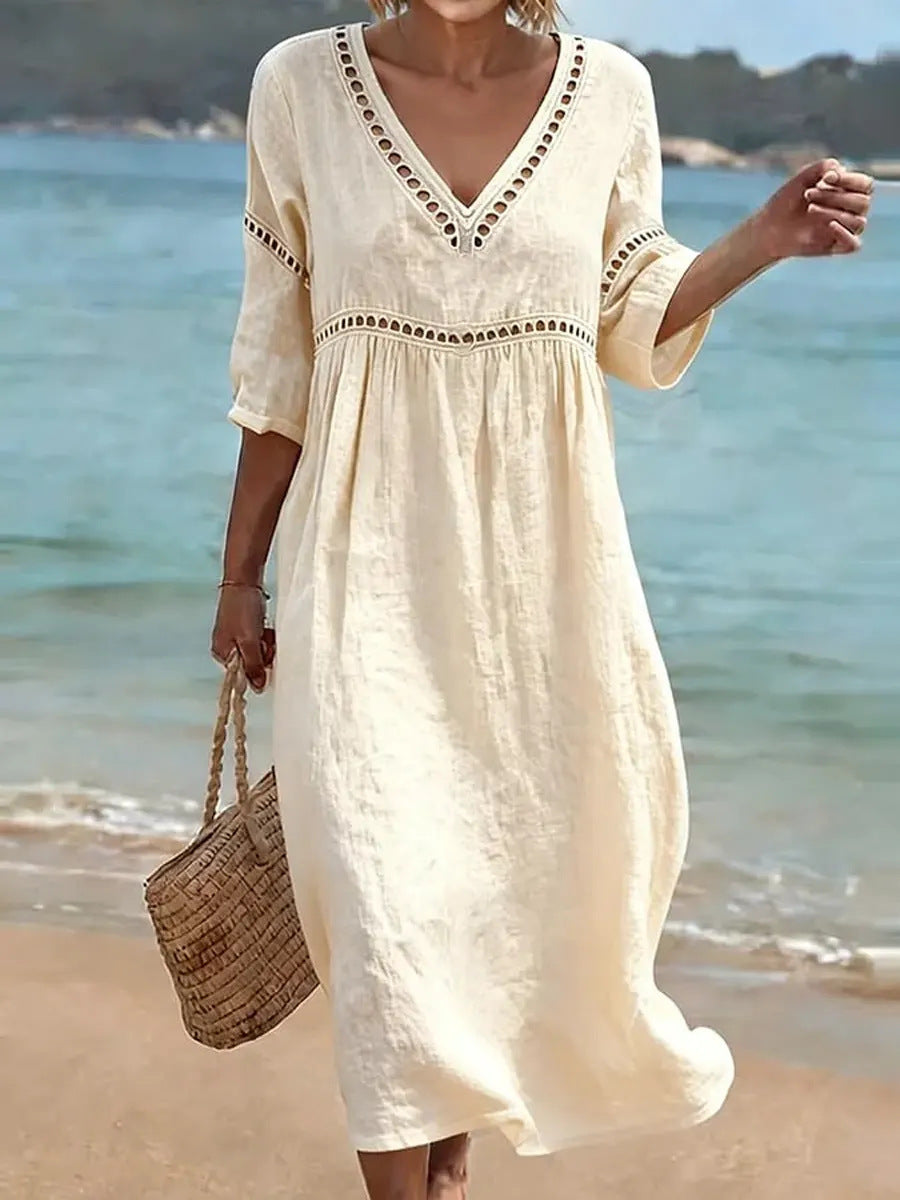 Women's Elegant Casual Solid Color Half Sleeves Dress