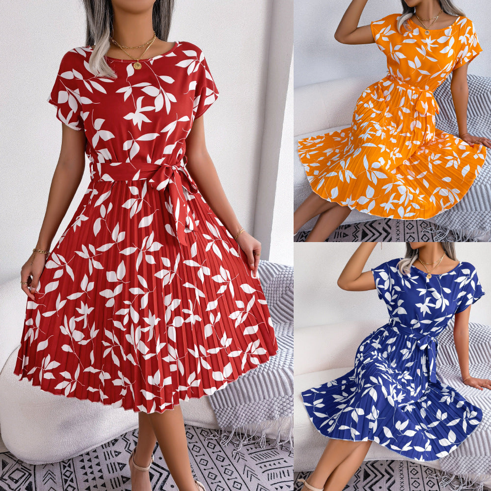 Women's Style Casual Leaf Sleeve Large Hem Dress
