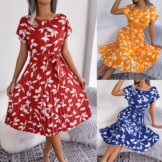 Women's Style Casual Leaf Sleeve Large Hem Dress