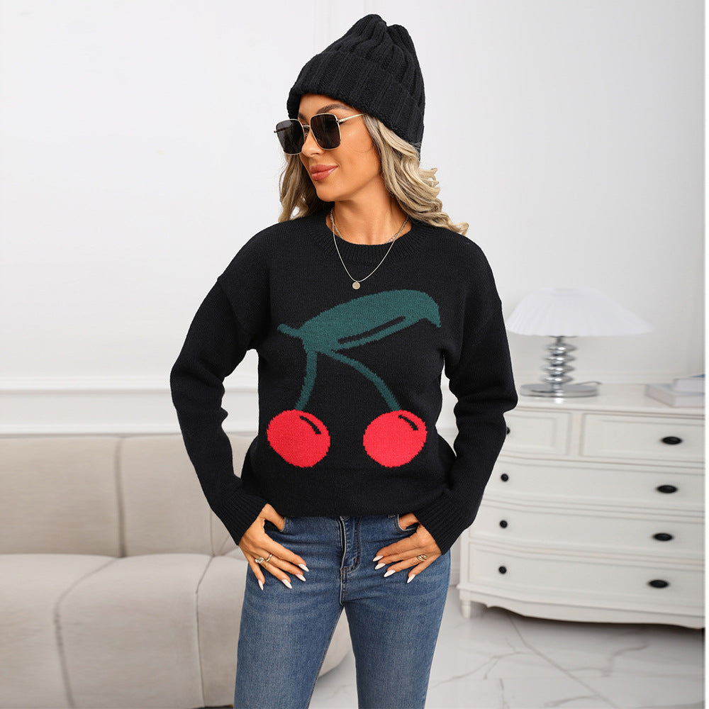 Women's Cute Cherry Valentine's Day Casual Fashion Sweater