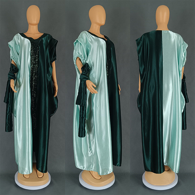 Women's Large African Satin Dress Ethnic Style Dresses