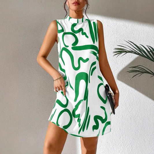 Women's Summer Printed Stand Collar Dress Dresses