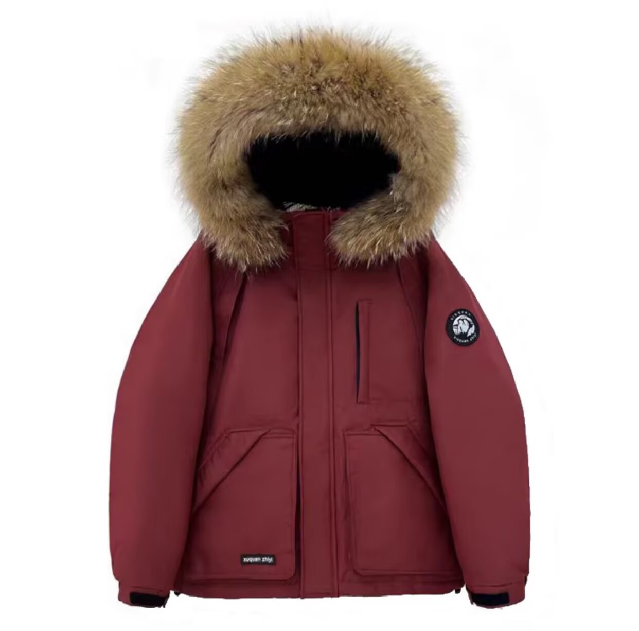Women's Master's Large Fur Collar Labeling Parka Thickened Coats