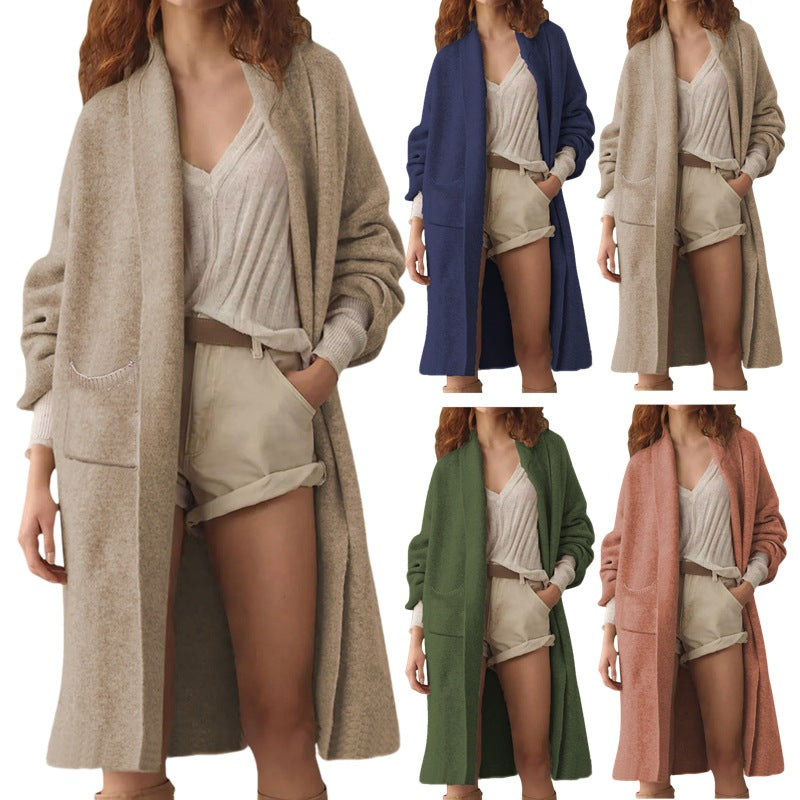 Women's Loose Long Large Pocket Knitted For Sweaters