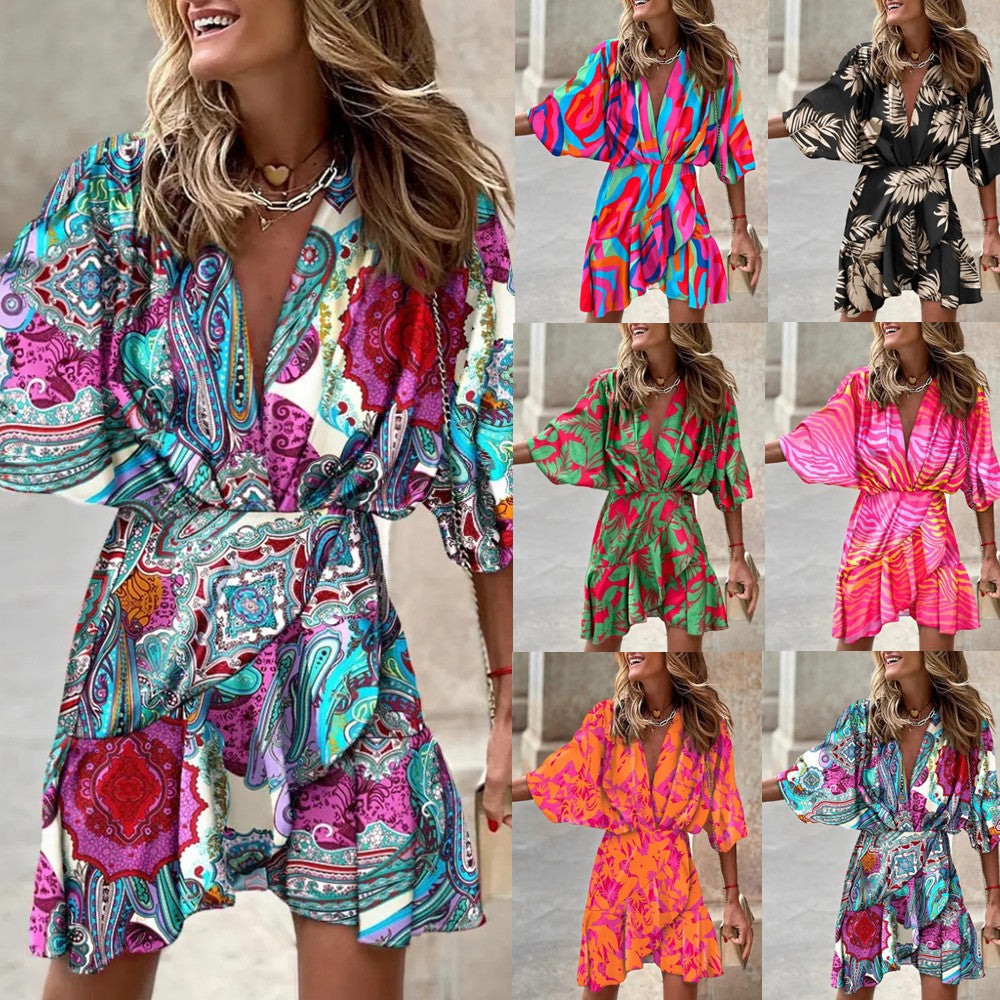 Women's Autumn Batwing Sleeve Hem Irregular Dress