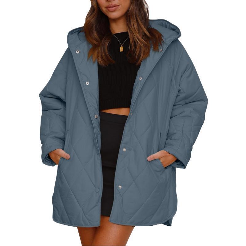Women's Winter Casual Diamond Quilted Hooded Lightweight Jackets