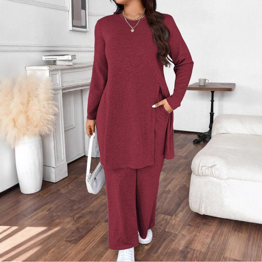 Women's Autumn Casual Trendy Long Sleeve Slimming Trousers Suits