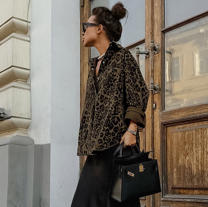 Women's Print British Style Turn-down Collar Long Coats