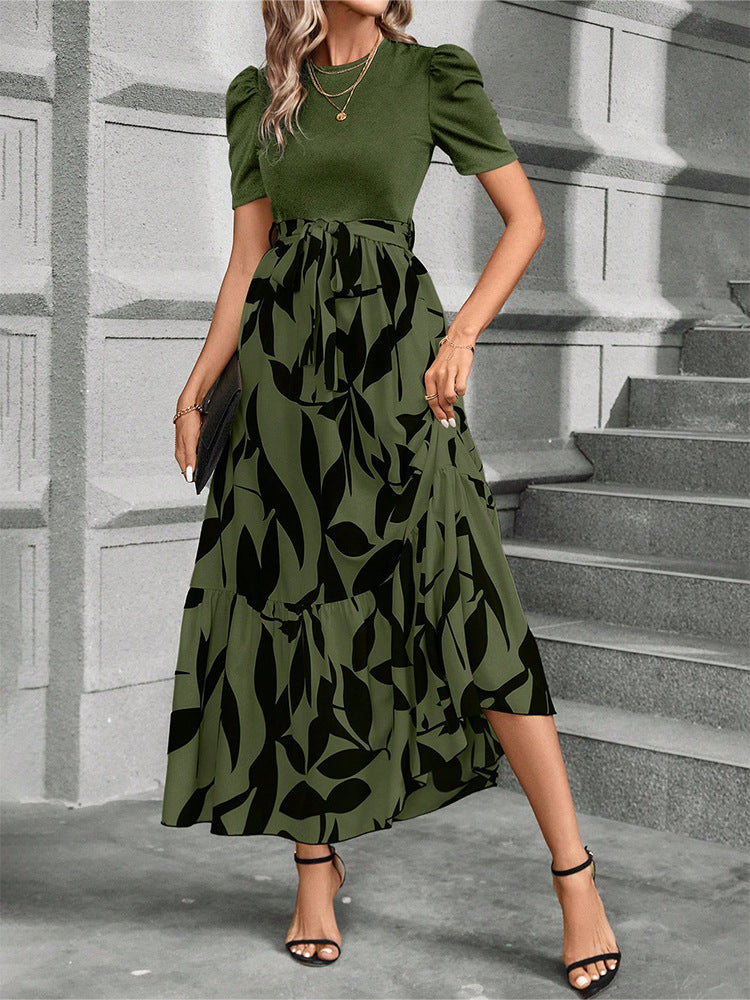 Women's Floral Print High Waist Fashion Elegant Dresses