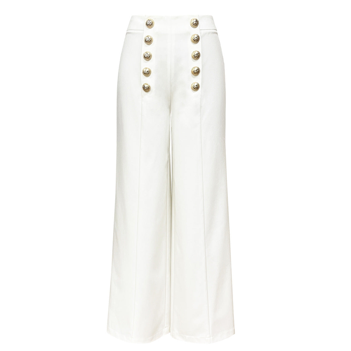 Women's Breasted Rivet Hidden Hook Baggy Straight Pants