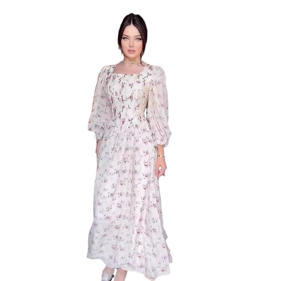 Fairy Intellectual Style Square Collar Lace Up Dresses