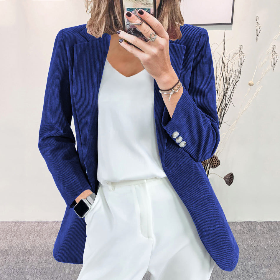 Corduroy Elegant Solid Color Leisure Professional Suits