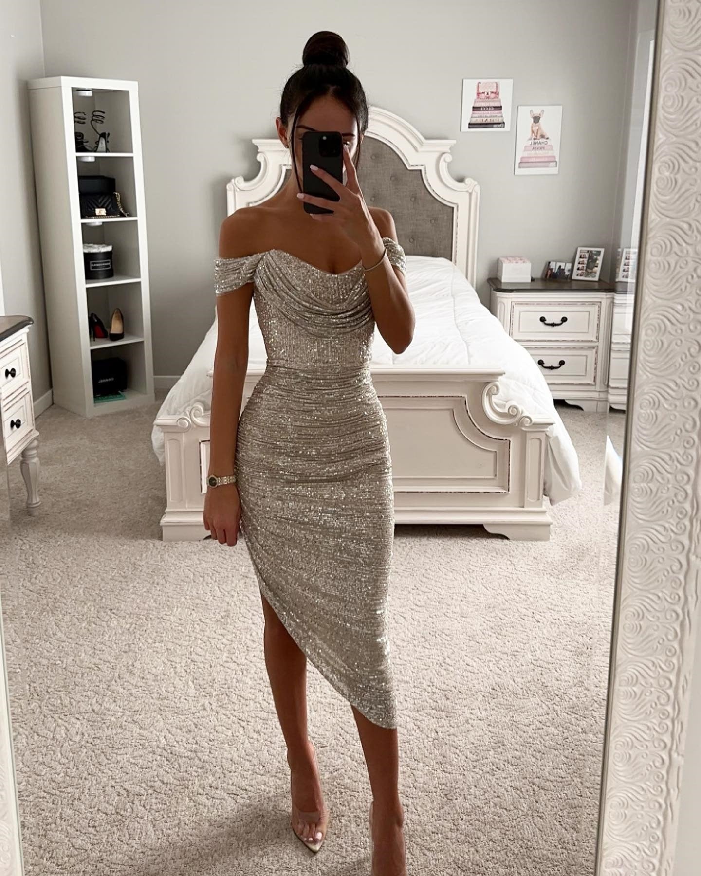 Women's Sequins Dress Casual Fashion Party Zipper Dresses