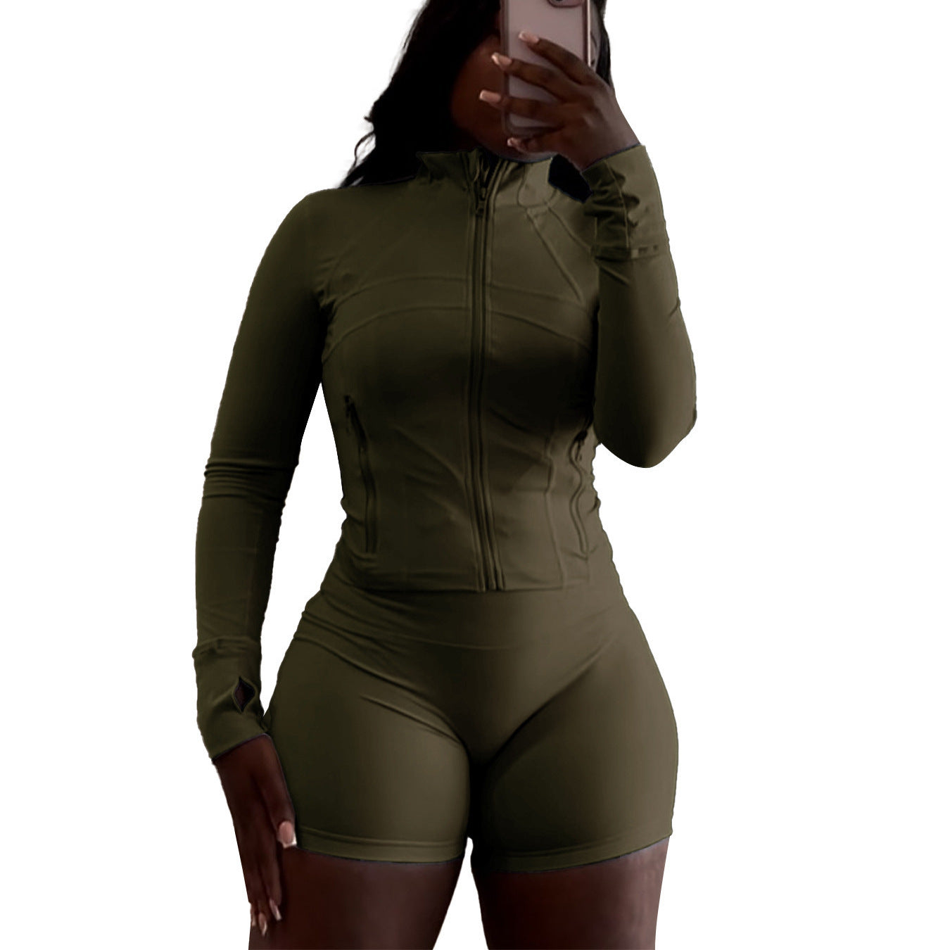 Women's Sexy Tight Long Sleeve Horn Two-piece Clothing