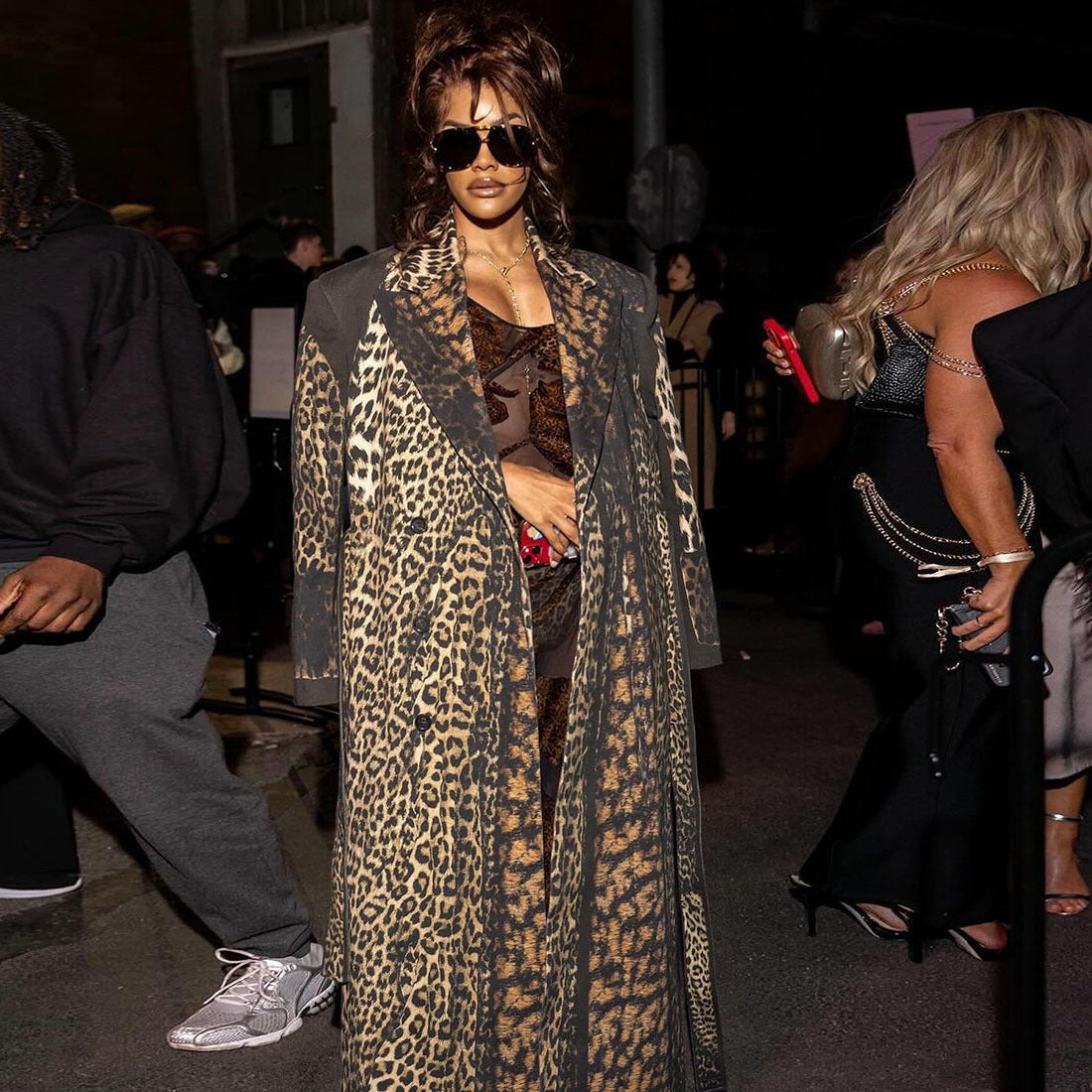 Women's Lapel Print Leopard Long Temperament Leisure Coats