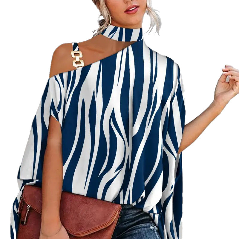 Women's Loose Wear Printed Halter Temperament Elegant Blouses