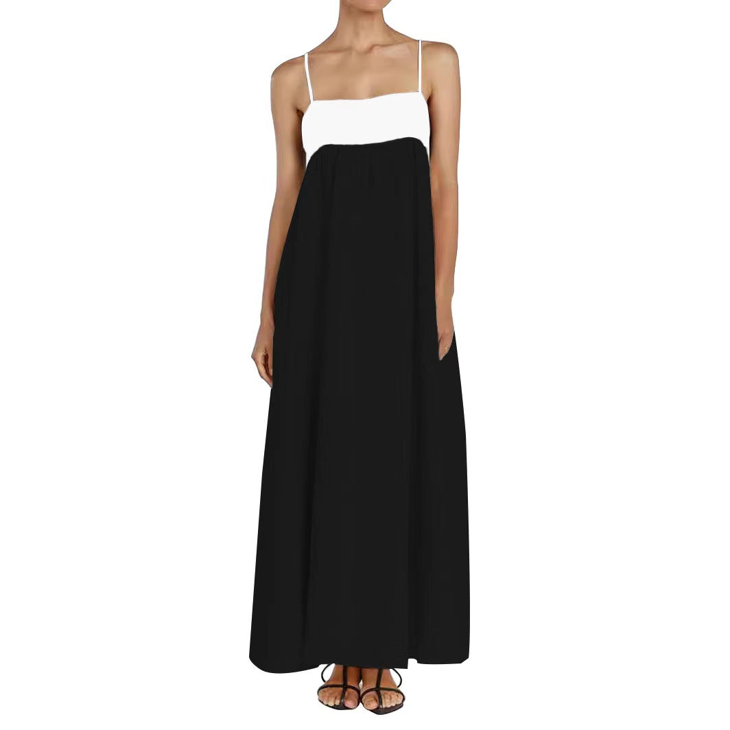Stylish Elegant Contrast Color Sexy Backless Dress