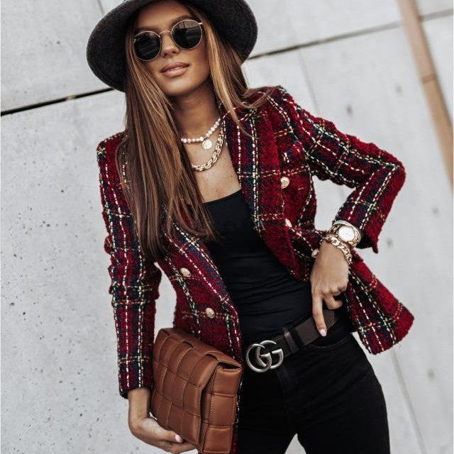 Attractive Long Sleeve Double Breasted Printed Coats
