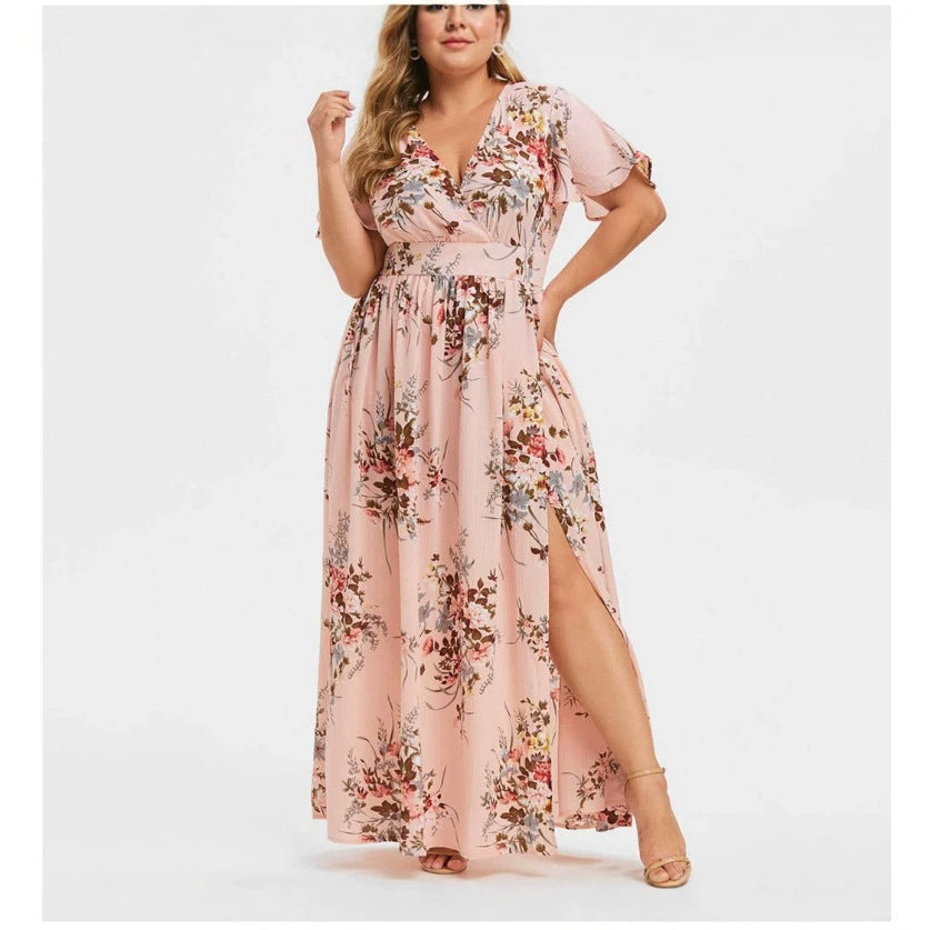 Women's Summer Long Printed Slit Hemline At Hem Shorts