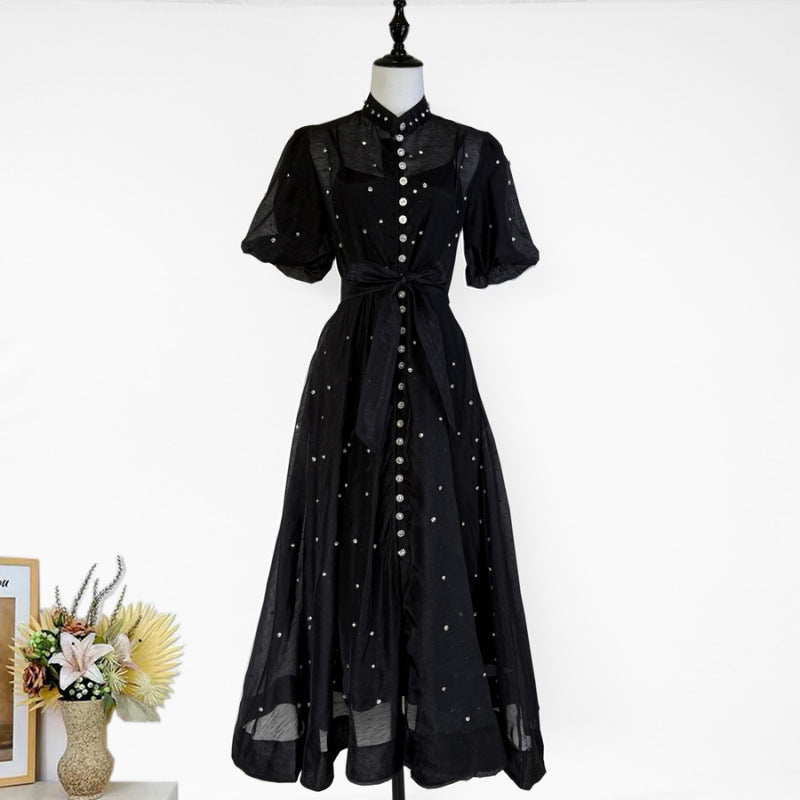 Women's Elegant Lantern Sleeve Single-breasted High Quality Shorts