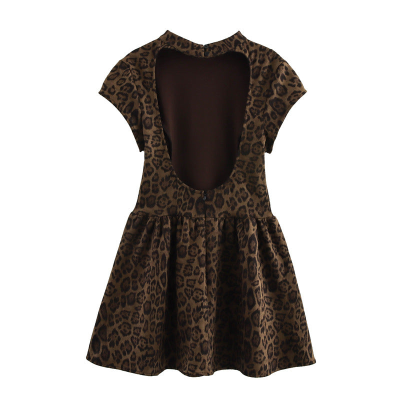 Women's Winter Dress Lightly Mature Leopard Print Dresses