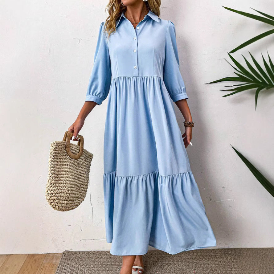 Loose Slimming French Lazy Style Shirt Dress
