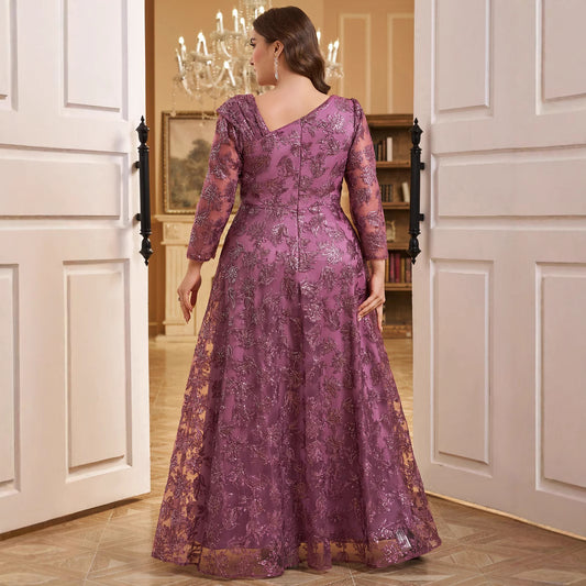 Sky Mesh Sequins Embroidered Elegant Senior Dresses