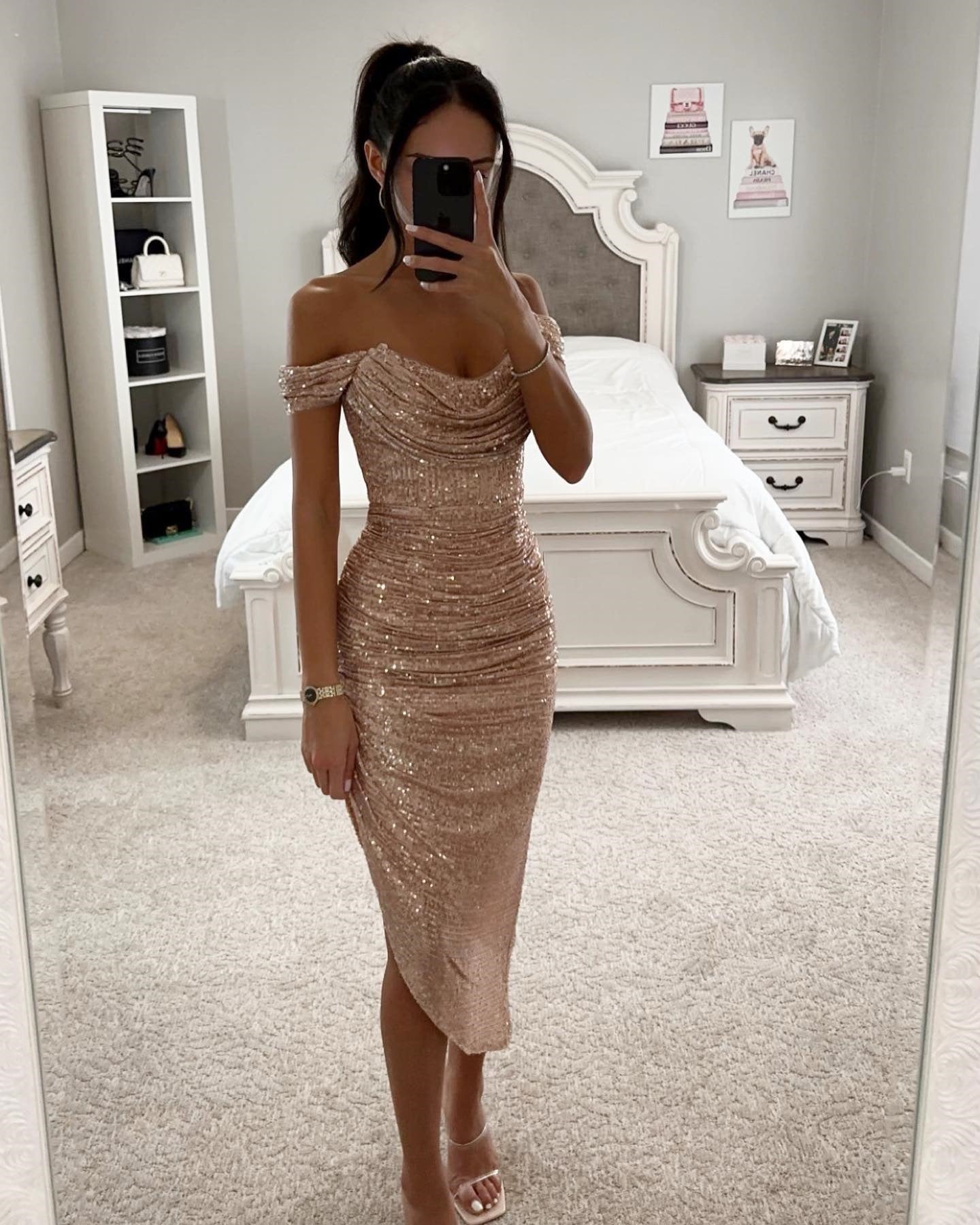 Women's Sequins Dress Casual Fashion Party Zipper Dresses
