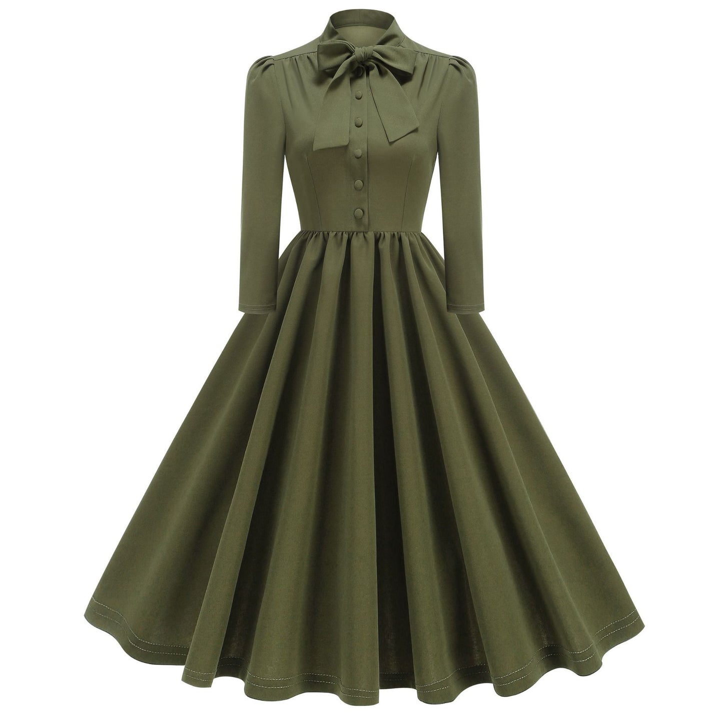 Women's Long Sleeve Dress French Style Bow Dresses