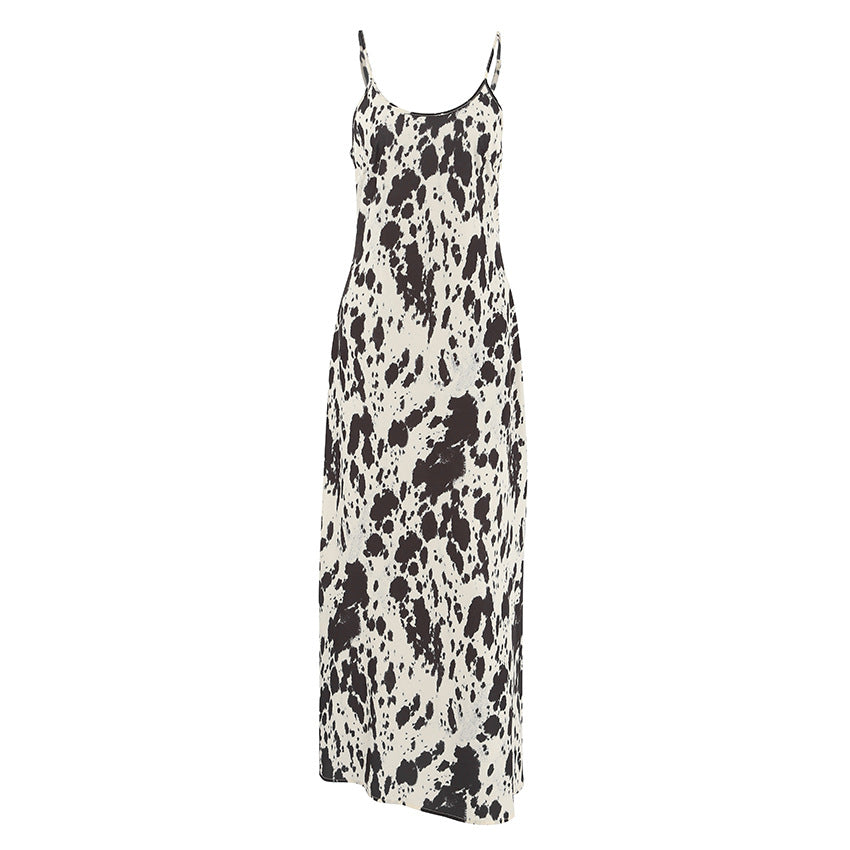 Women's Sexy Strap Vintage Printed Dress High-grade High Dresses