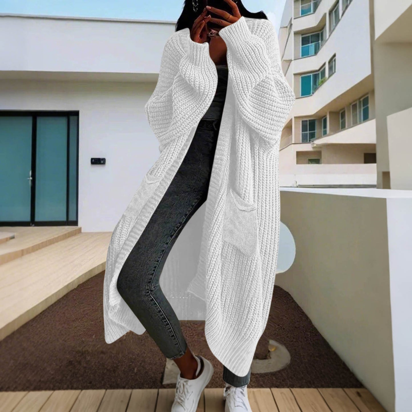 Durable Knitted Mid-length Lazy Loose Long-sleeved Jackets