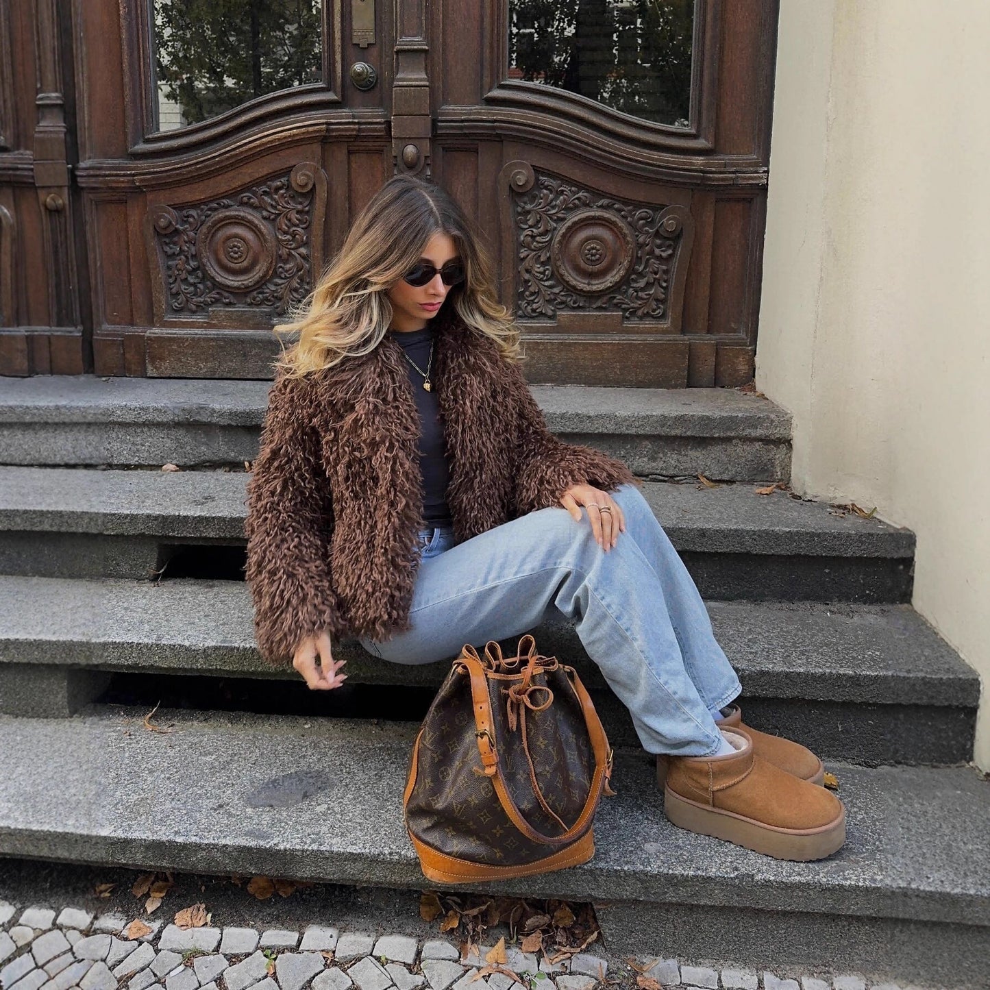 Women's Fur Warm Curly Coffee Color Jackets