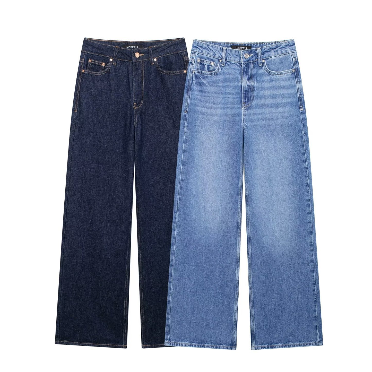 Women's French Fashion Simple High Waist Wide Jeans