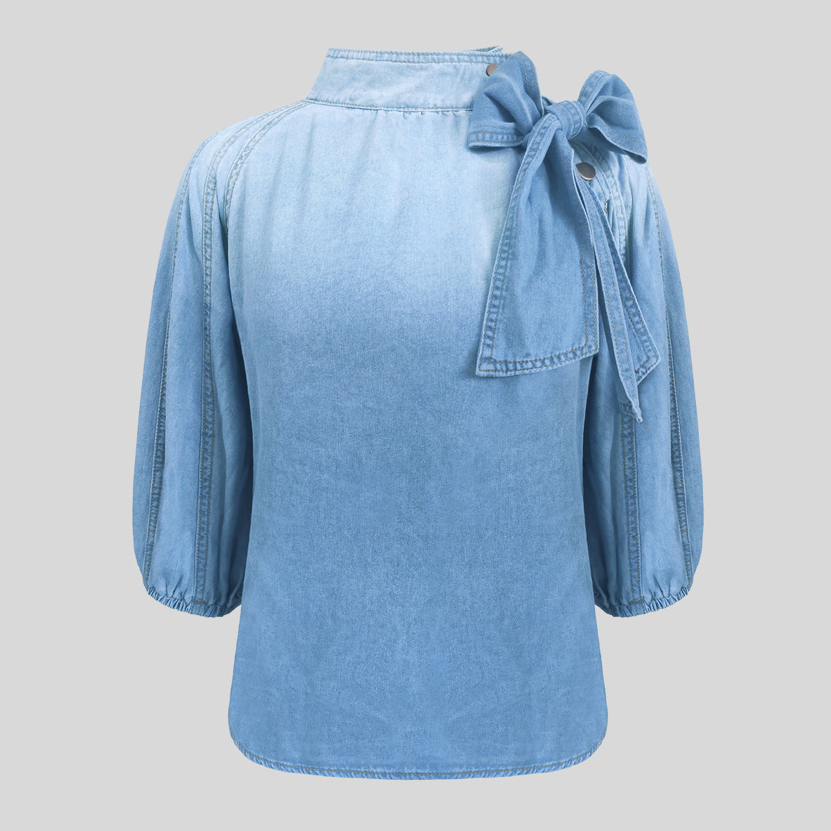 Gradient Color Light Sleeve Puff Pullover Tops