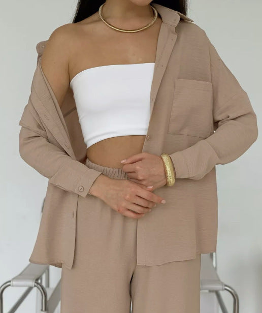 Unique Women's Solid Color Pocket Trousers Fashion Casual Suit