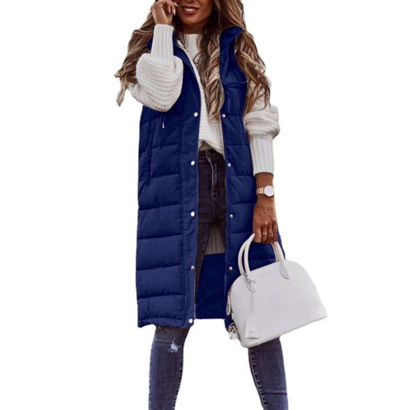 Women's Color Hooded Slim Fit Elegance Sleeveless Coats