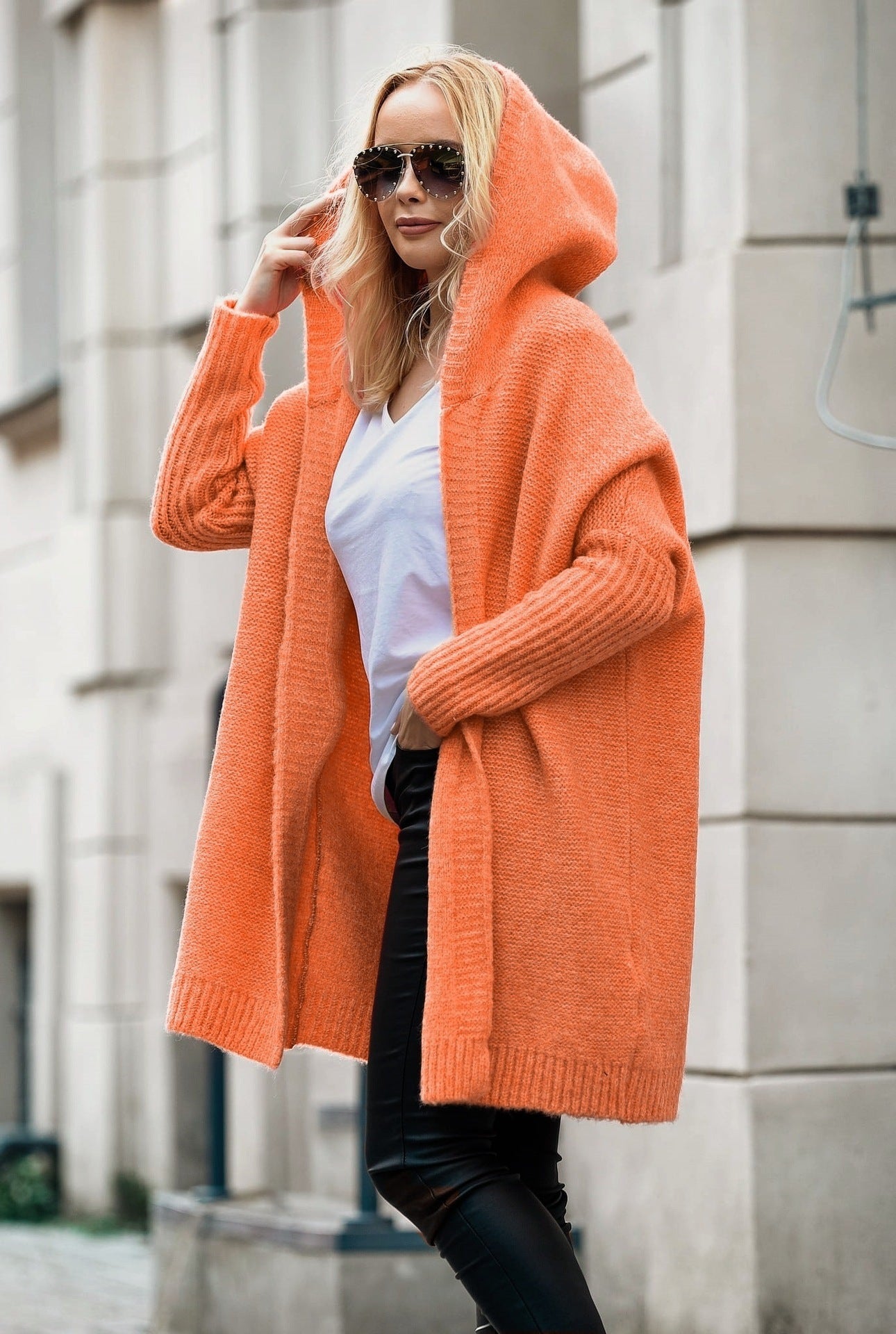 Hooded Hat Collar Temperament Commute Bat Loose Knitwear