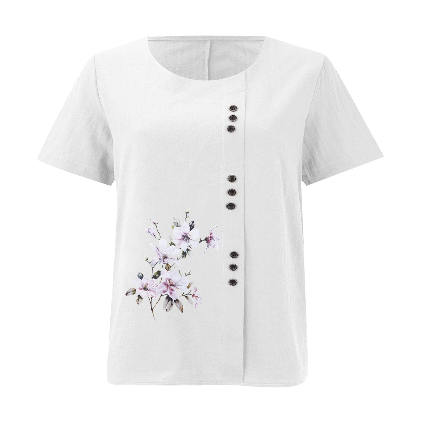 Women's Cotton Linen Retro Casual Loose Short-sleeved Blouses
