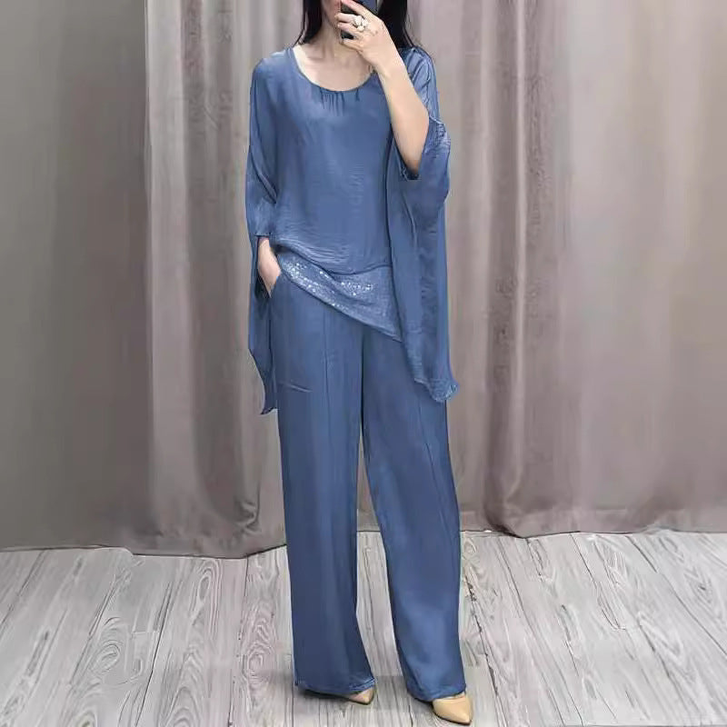 Graceful Fashion Shoulder Short-sleeved Trousers Casual Suits