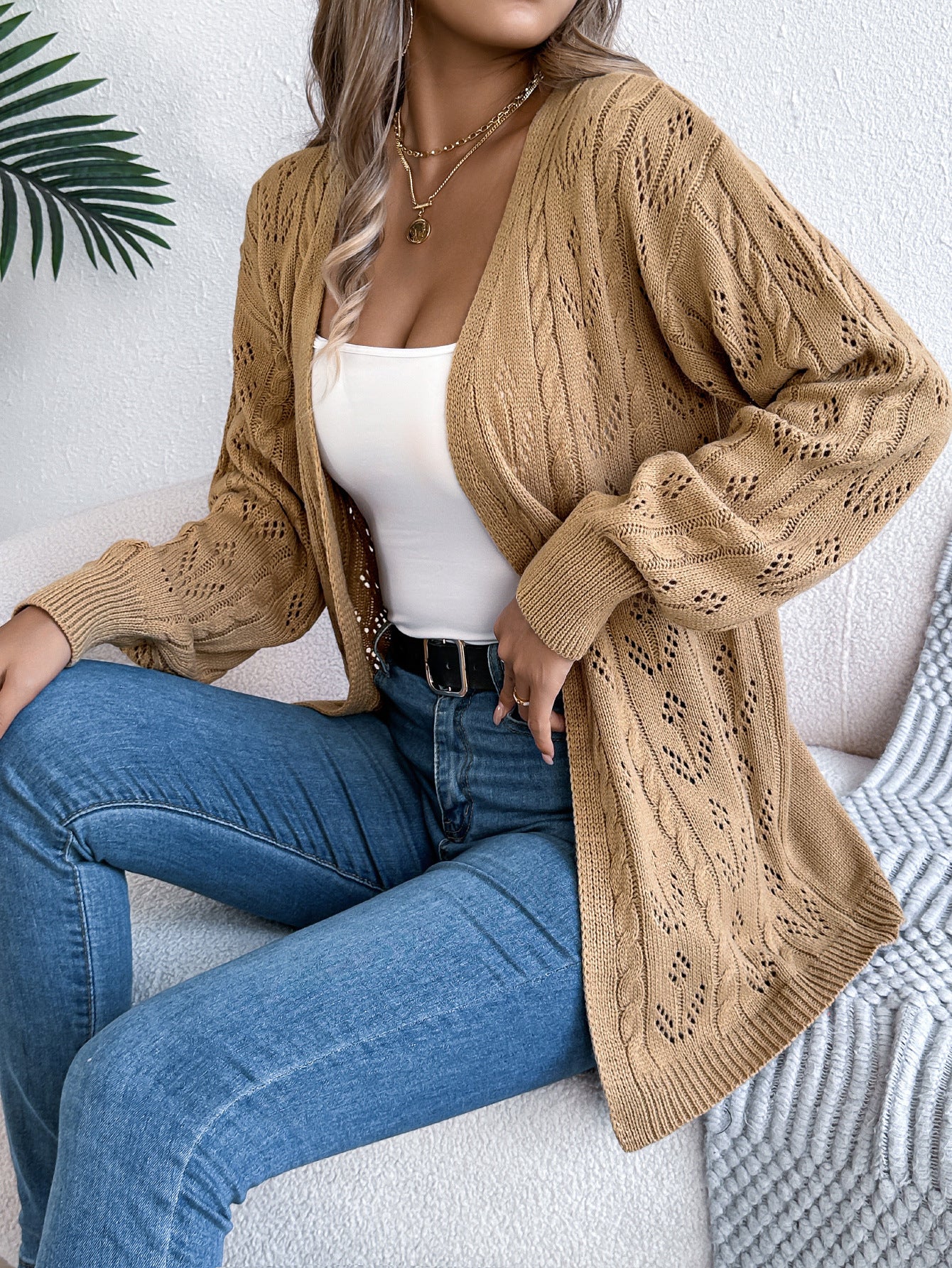 Women's Casual Solid Color Hollow Out Cardigans
