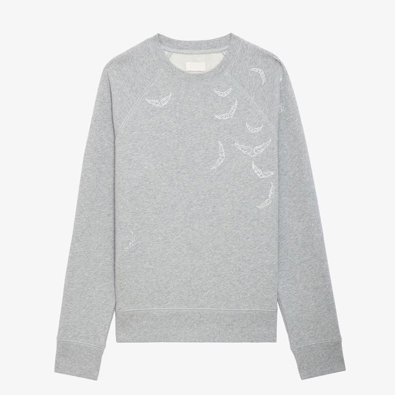 Women's Winter French Niche Classic Wings Rhinestone Sweaters