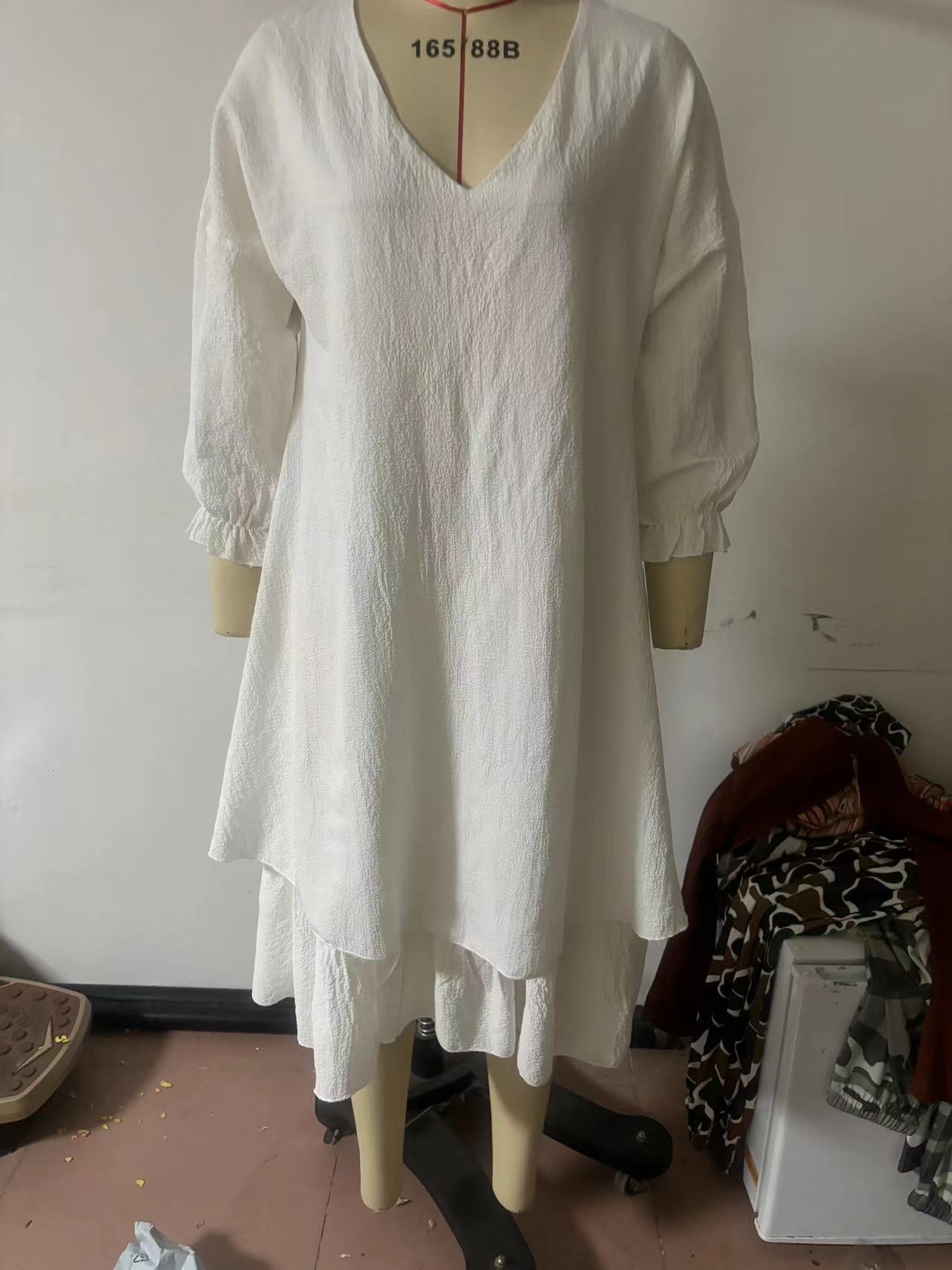 Women's Cotton Linen Solid Color Long Sleeve Dresses