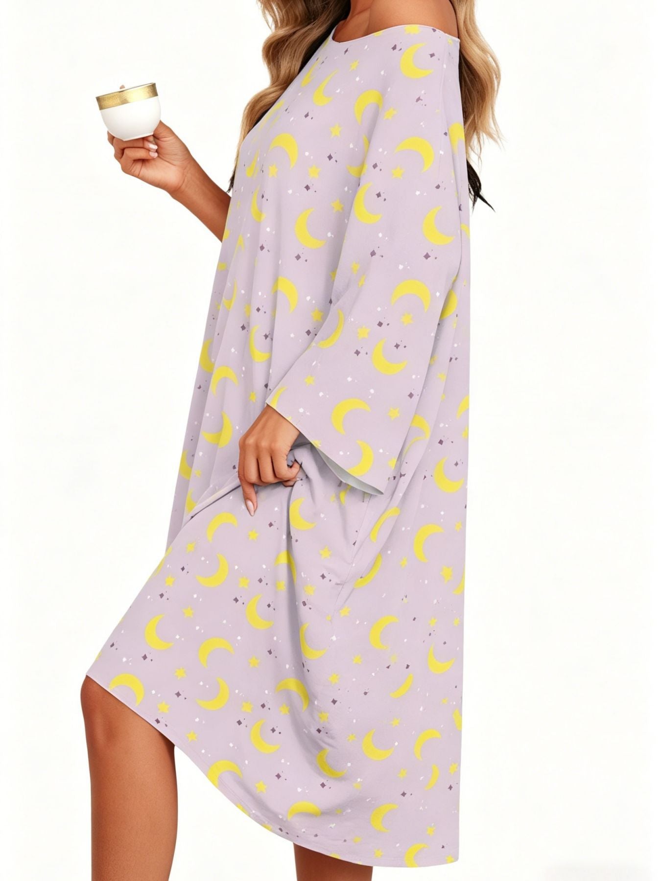 Classic Women's Printed Casual Nightgown Shawl Dress