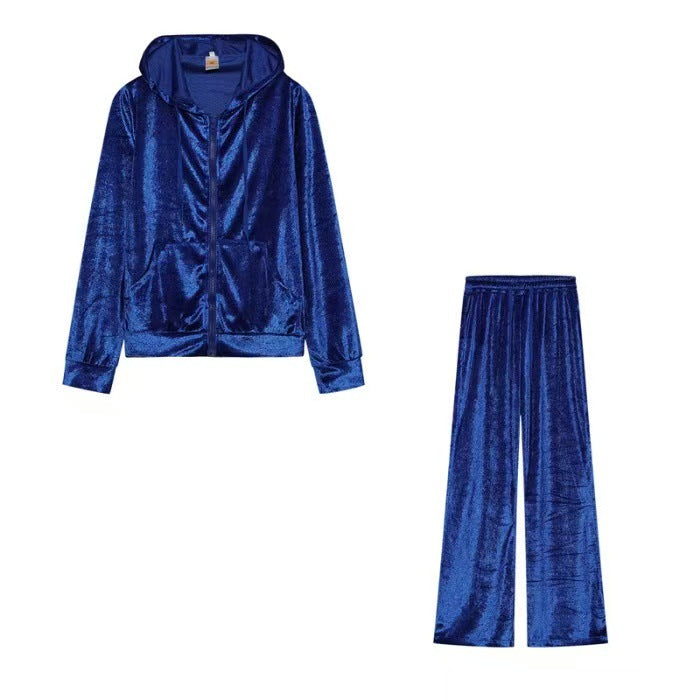 Rhinestone Gold Veet Sports Leisure Two-piece Fashion Casual Suit