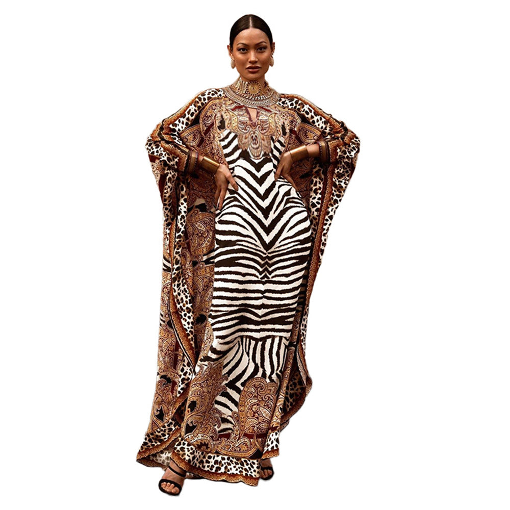 Women's Elegant Positioning Printed Long Loose Robe Dress