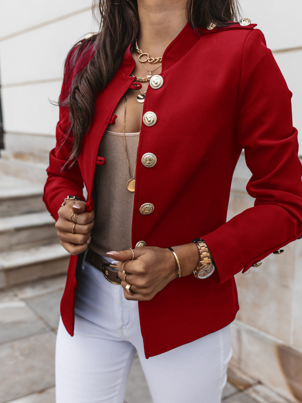 Classy Slouchy Long Sleeve Breasted Small Blazers