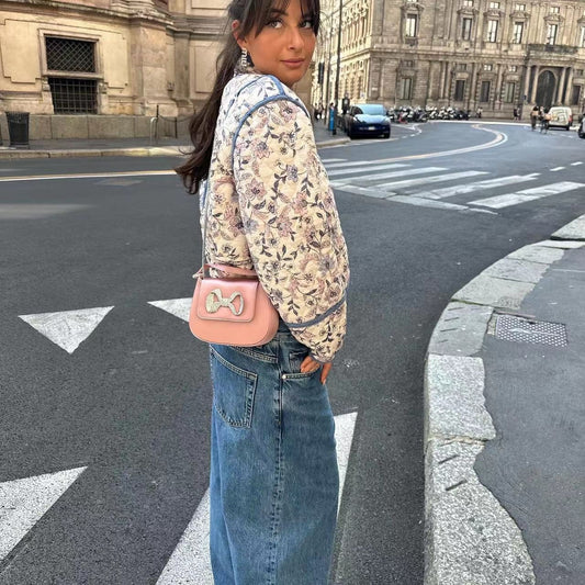 Women's French Fashion Stitching Printing Clothes Without Coats