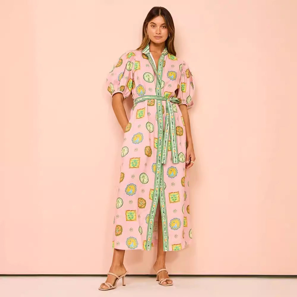 Iti Lantern Sleeve Casual Fashion Linen Dresses